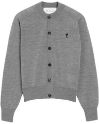 Ami Paris - Truien & Vesten ,Grijs ,Wol Adc Cardigan - Lyst