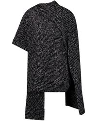 Balmain - Zwarte Script Print Zijden Blouse - Lyst