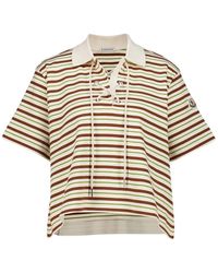 Moncler - Gestreepte Katoenen Poloshirt - Lyst
