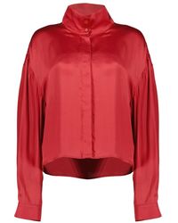 IRO - Overhemden ,Rood ,Satijn High Neck Top - Lyst