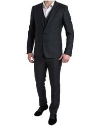 Dolce & Gabbana - Kostuums ,Zwart ,Wol Klassiek Zwart Slim-Fit 3-Delig Pak - Lyst