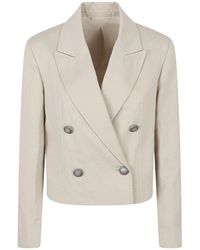 Brunello Cucinelli - Cropped Double-Breasted Jacket - Lyst
