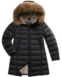 Blauer - Schwarze Steppjacke Mit Pelzbesatz - Lyst