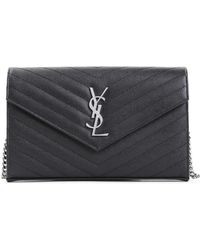 Saint Laurent - Kettenbrieftasche aus schwarzem leder - Lyst