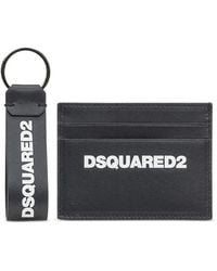 DSquared² - Accessoires ,Zwart ,Zwarte Leren Portemonnees & Pasjeshouders Sleutelhanger - Lyst