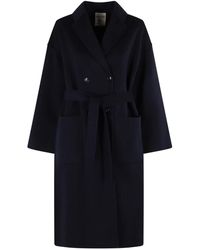Semicouture - Blauwe Wol Alice Jas Met Riem - Lyst