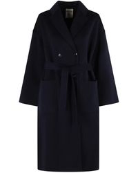 Semicouture - Blauwe Wol Alice Jas Met Riem - Lyst
