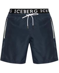 Iceberg - Badmode ,Blauw ,Polyester Elastisch Kostuum - Lyst