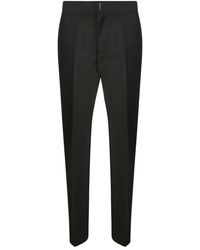 Givenchy - Broeken ,Zwart ,Wol Zwarte Wollen Broek Met Elastische Taille En Recht Model - Lyst