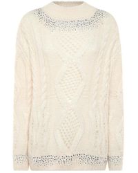 Philipp Plein - Truien & Vesten ,Wit ,Wol Gebreide Pullover Ronde Hals Lange Mouw Strass - Lyst