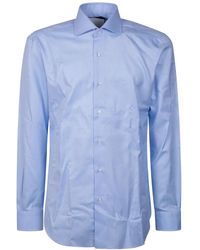 Barba Napoli - Overhemden ,Blauw ,Katoen Oxford Shirt - Lyst