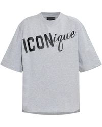DSquared² - Tops ,Grijs ,Katoen Logo T-Shirt - Lyst