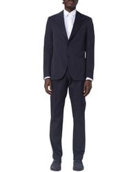 Lardini - Kostuums ,Blauw ,Blauw Single-Breasted Pak Met Inkeping Revers - Lyst