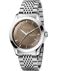 Gucci - G-Timeless Herenhorloge Ya126406 Met Bruine Wijzerplaat En Zilveren Armband - Lyst
