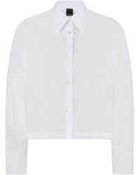 Pinko - Overhemden ,Wit ,Katoen Cropped Poplin Shirt - Lyst
