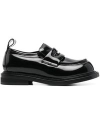 Moschino - Schwarze flache lederschuhe - Lyst