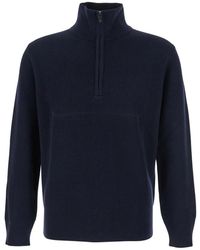 Kangra - Truien & Vesten ,Blauw ,Wol Blauwe Hoge Hals Wollen Trui - Lyst