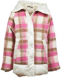 People Of Shibuya - Jassen ,Veelkleurig ,Wol Fantasia Tartan Wol Hooded Puffer Jas - Lyst