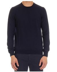 Barba Napoli - Truien & Vesten ,Blauw ,Wol Blauwe Crewneck Wollen Trui - Lyst