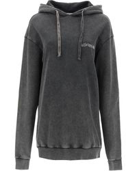 Alessandra Rich - Oversized hoodie mit print und strasssteinen - Lyst
