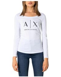 ARMANI EXCHANGE - Camiseta De Manga Larga Blanca Para Mujer, Mujer, Talla - Lyst