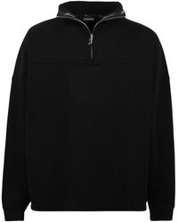 Jacquemus - Hoodies & Sweatvesten ,Zwart ,Katoen Rond Carré Sweatshirt Met Rolkraag En Ritssluiting - Lyst