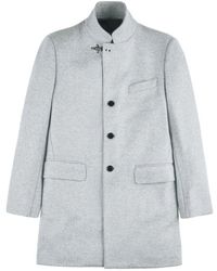 Fay - Grauer Wollmischungs-Mantel Mit Stehkragen - Lyst