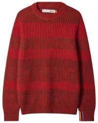 Barbour - Truien & Vesten ,Rood ,Wol Rosette Saddle Crew Neck Sweater - Lyst