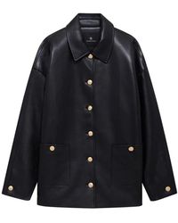 Anine Bing - Zwarte Leren Jack Met Knoopsluiting - Lyst