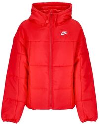Nike - Anorak Mujer W Essential Thermic Classic Puffer University Rojo/Blanco - Lyst