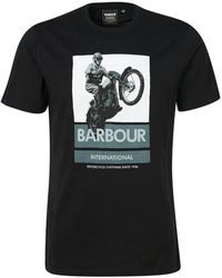Barbour - Tops ,Zwart ,Katoen Vintage Grafische Print T-Shirt - Lyst