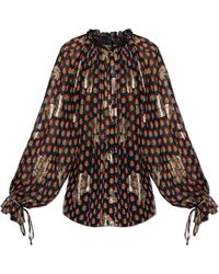 Etro - Overhemden ,Veelkleurig ,Zijden Top Met Lurexdraad - Lyst