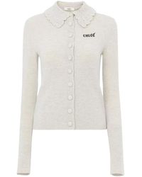 Chloé - Fitted Logo Cardigan - Lyst