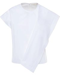 Tela - Overhemden ,Wit ,Katoen Poplin Blouse Met Ronde Hals - Lyst