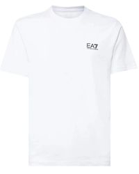 EA7 - Tops ,Wit ,Eenvoudig Logo T-Shirt Voor Casual Stijl - Lyst