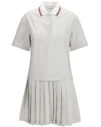 Thom Browne - Kleedjes ,Grijs ,Katoen Cotton Polo Dress - Lyst