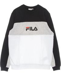 Fila - Lichtgewicht Sweatshirt Voor Met Ronde Hals Aqil Blocked Crew Sweat Helderwit/Zwart/Lichtgrijs Melange Bros - Lyst