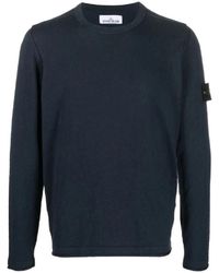 Stone Island - Truien & Vesten ,Blauw ,Katoen Zomerse Gebreide Pullover - Lyst