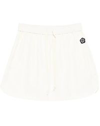 KENZO - Korte Broeken ,Wit ,Katoen Logo-Patch Minirok Met Trekkoord - Lyst