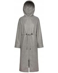 Geox - Jassen ,Grijs ,Polyester Lange Jas Met Ademend Interieur - Lyst