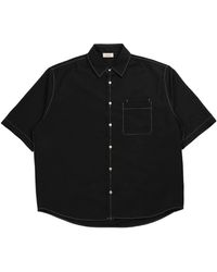 Lemaire - Schwarzes hemd mit doppelter tasche - Lyst
