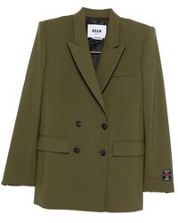 MSGM - Jassen ,Groen ,Wol Groene Wollen Blend Jas Buitenkleding - Lyst