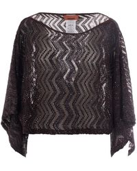 Missoni - Truien & Vesten ,Bruin ,Polyester Zigzag Mesh Top - Lyst