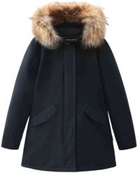 Woolrich - Blauer wasserabweisender daunenmantel - Lyst