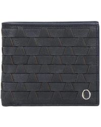 Orciani - Accessoires ,Blauw ,Leer Leren Portemonnee Met Geweven Motief - Lyst