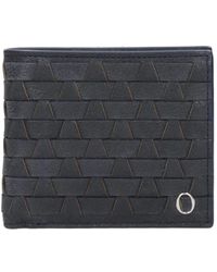 Orciani - Accessoires ,Blauw ,Leer Leren Portemonnee Met Geweven Motief - Lyst