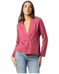 Kocca - Truien & Vesten ,Rood ,Leer Chique Cardigan Met Enkele Knoopsluiting - Lyst