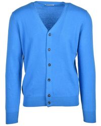 Kangra - Truien & Vesten ,Blauw ,Wol V-Hals Vest Met Knopen - Lyst