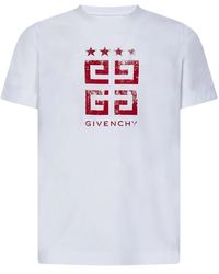 Givenchy - Weißes slim-fit t-shirt mit rotem 4g stars print,t-shirts - Lyst
