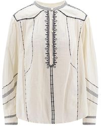 Isabel Marant - Camicia bianca in cotone organico con collo a giro - Lyst
